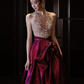 Glitter Beaded Prom Dress ,A-Line V-neck Contrast Satin Corset Maxi Evening Dress RS936