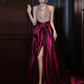 Glitter Beaded Prom Dress ,A-Line V-neck Contrast Satin Corset Maxi Evening Dress RS936