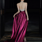 Glitter Beaded Prom Dress ,A-Line V-neck Contrast Satin Corset Maxi Evening Dress RS936