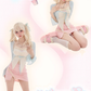 Pure desire style beige irregular camisole 2025 large size sweet hip skirt three-piece set R1335