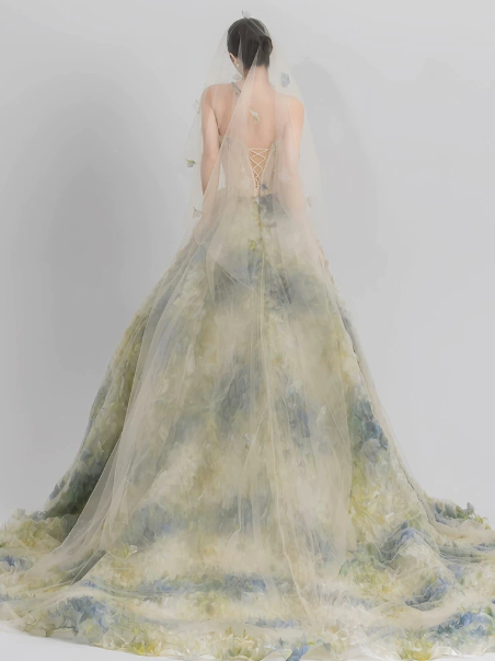 French Chic Floral Celebrity Dress ,A-Line Strapless Applique Tulle Corset Maxi Evening Dress RS937