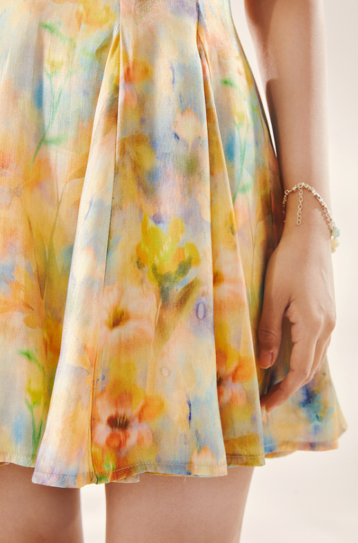 Seaside Vacation Dopamine Short Skirt Oil Painting Printed Suspender Dress R5214