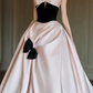 Charming Pink Birthday Dress ,A-Line Strapless Contrast Satin Corset Maxi Evening Dress RS938