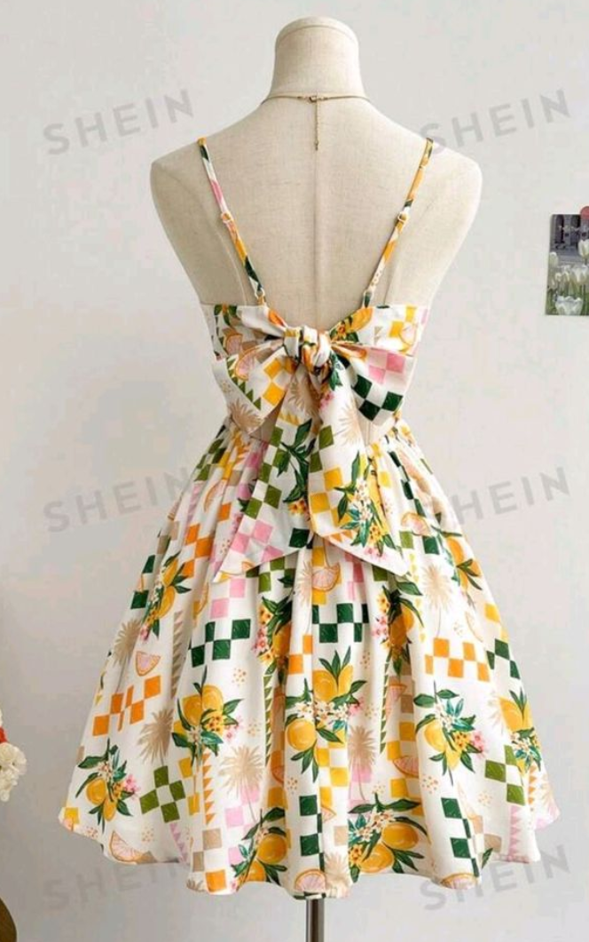 Apricot pattern suspenders waist gentle cute short skirt homecoming dress R3109