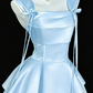 Charming Corset Homecoming Dress ,A-Line Square Satin Tiered Short Prom Dress RS939