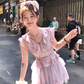 High waist short A-line pleated mesh skirt for women summer French style tall and slim skirt R4823