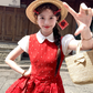 Red doll collar polka dot short-sleeved dress women's summer temperament skirt R4620