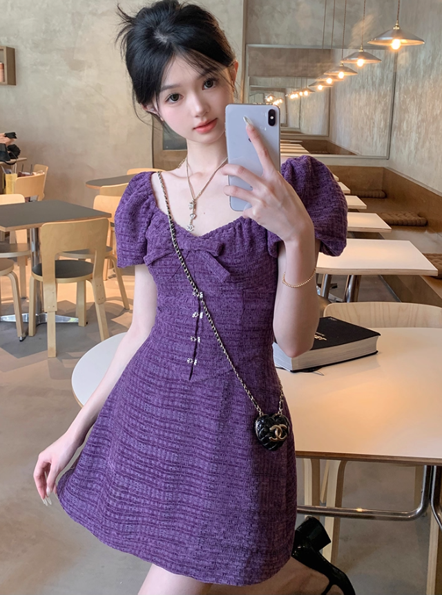 Skirt women's niche design heavy elegant Chanel woven dress R4993