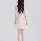 French dress new summer style beautiful temperament waist slimming white short skirt R4503