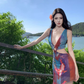 Ultra-low deep V elastic waist-revealing mesh dress hip skirt sexy seaside holiday outfit R1632