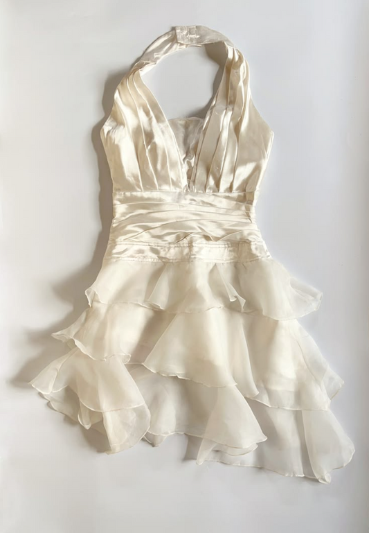 Pretty Ivory Ruffled Homecoming Dress ,A-Line Deep V-neck Short Prom Dress RS943