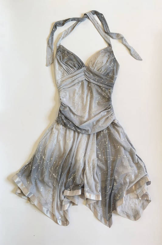Pretty Light Gray Homecoming Dress ,A-Line Halter Chiffon Short Prom Dress RS944