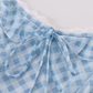 2025 Summer New Blue Plaid Lace Square Neck Short Sleeveless Dress R0969