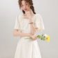 French gentle style apricot dress for women summer new waist slimming dress R1912