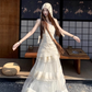 Fairy temperament wear a complete set of lace suspenders knitted vest skirt layered wear R1734
