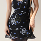 Retro black bottom floral suspender dress slim fit ruffled holiday dress R2805