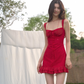Heavy French romantic vacation suspender dress French temperament design short skirt R3326