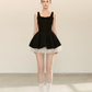 Coquette Bow Square Neck Flounce Dress with Sheer Tulle Layer R9216