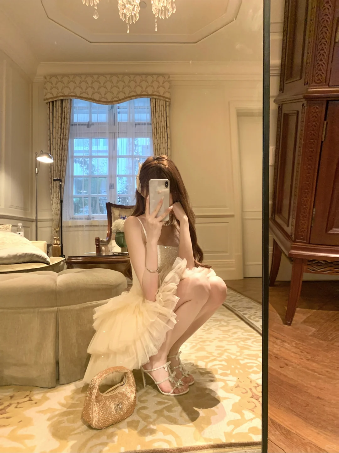 Apricot Strapless Sexy Waisted Puffy Tulle Short Skirt Homecoming Dress R4230