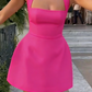 Light apricot halter neck slim waist A-line cute short skirt homecoming dress R3166