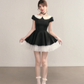 Black baby doll collar waist slim A-line short skirt homecoming dress R5401