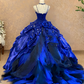 Blue halter-neck, fitted waist, elegant princess-style skirt ball gown, bridal dress R7244