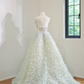 Light blue one-shoulder floral dress with a full skirt, long ball gown R8487