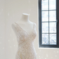 White V-neck fitted waist long sexy ball gown/bridal dress R8515