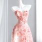 Light pink strapless fitted waist floral long ball gown, bridal dress R8427