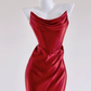 Red strapless fitted waist bodycon long ball gown/bridal dress R8282