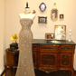 Gold strapless shawl fitted waist bodycon long wedding dress R6572