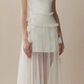 White suspenders waist slim hip short skirt sandy skirt long skirt homecoming dress R4390