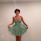 Green halter waist tutu skirt homecoming dress R5541