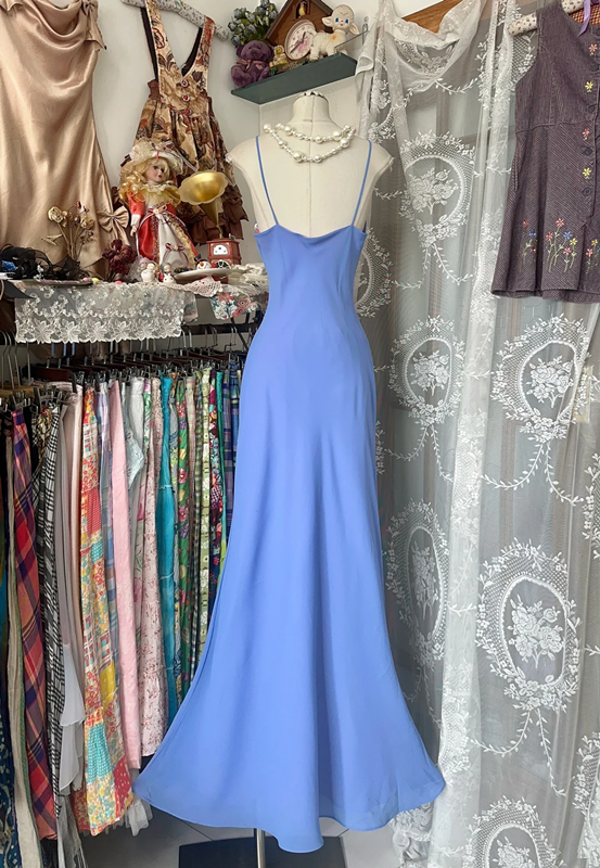 Blue halter neckline slim waist sexy fishtail maxi ball gown R6213