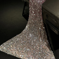 Pink gradient V-neck sequined fitted waist long ball gown, bridal dress R8828