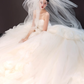 White tube top slim waist puffy skirt trailing tulle bridal dress R6033