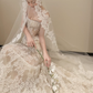 White strapless lace waist slim sexy fishtail long dress bridal gown R6053