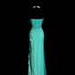 Lake blue strapless fitted long ball gown R6652