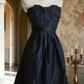 Navy blue strapless fitted waist sexy short ball gown R6732