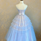 Light blue strapless fitted waist slim-fit ball gown/bridal dress R7224