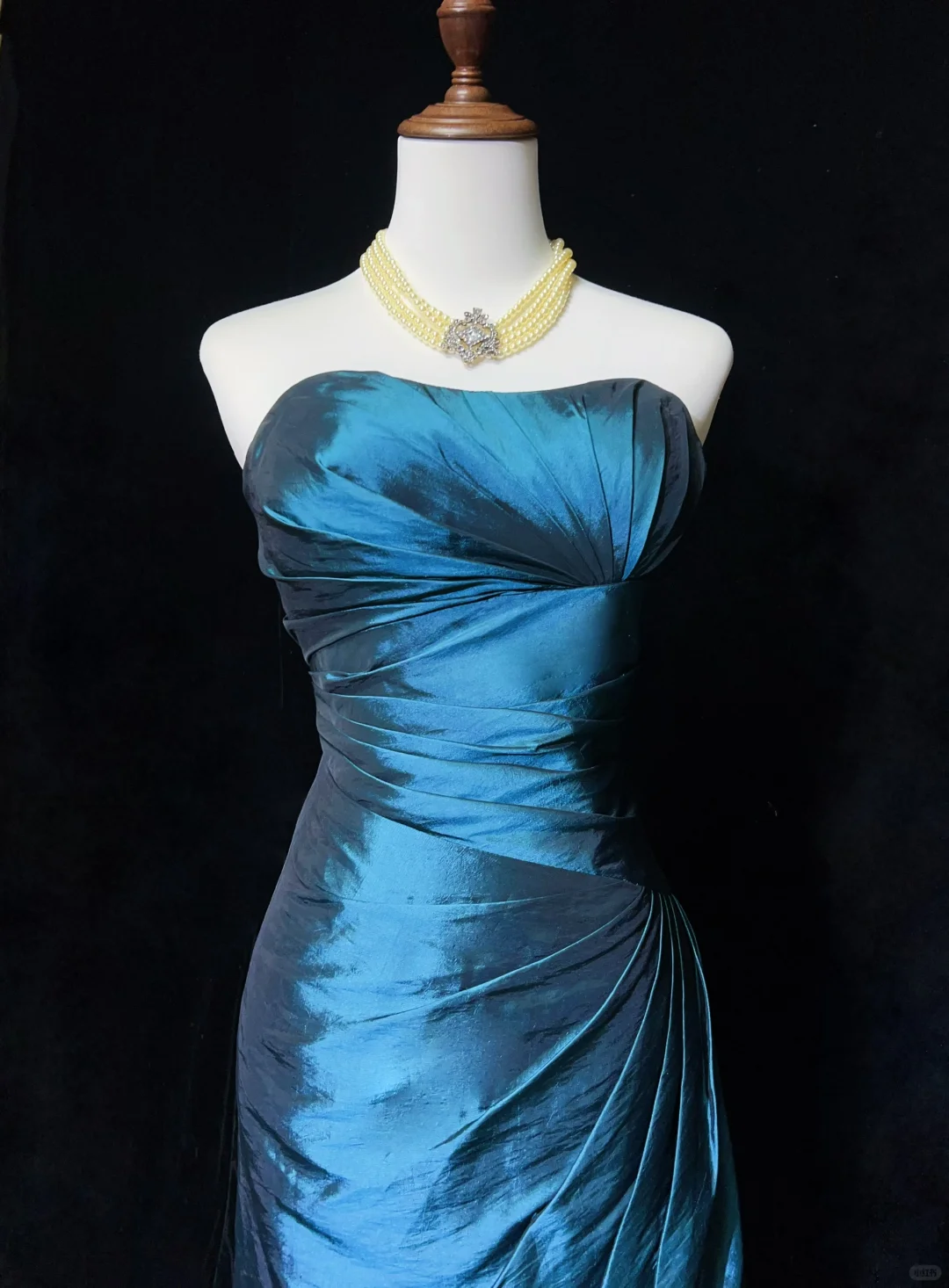 Blue tube top waist slim mid-length skirt homecoming dress R4960