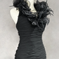 Black design halter neckline waist pleated hip sexy short skirt homecoming dress R4919