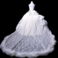White strapless, fitted waist, full skirt, long ball gown R8679