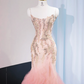 Light pink halter-neck, fitted, bodycon, sexy fairy-like long ball gown, bridal dress R9008