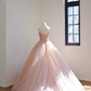 Light pink strapless fitted waist long ball gown/bridal dress R8523