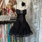 Black halter-neck fitted short ball gown R7491
