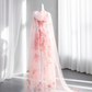 Light pink strapless fitted waist floral long ball gown, bridal dress R8427