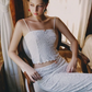 White suspenders cute top hip sexy mid-length skirt homecoming dress R4552