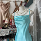 Mint Green Strapless Satin Waist Slim Fit Elegant Maxi Ball Gown R6133