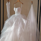 White suspender waist puffy tulle bridal dress R5699